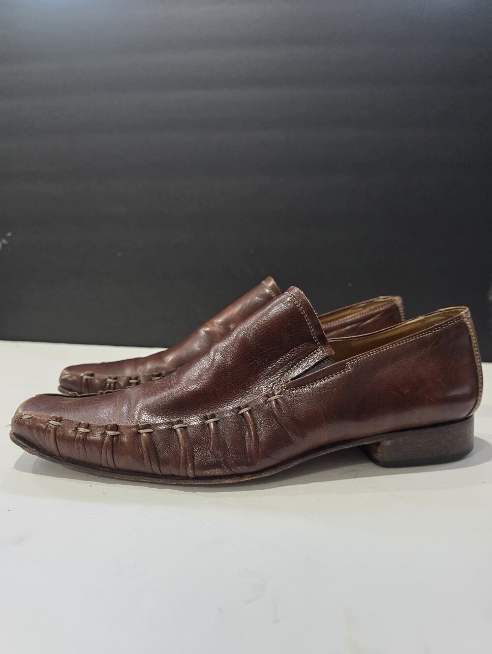 To Boot New York Adam Derrick Italian Leather Whipstitch Loafers Brown Sz 10